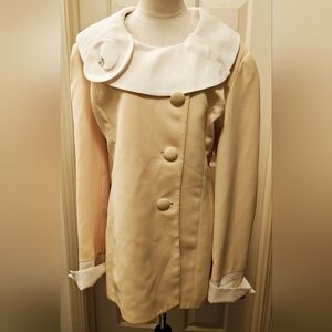 Vtg  'She's Line' Dressy Jacket w Rhinestone Detail & Crepe Peter Pan Collar